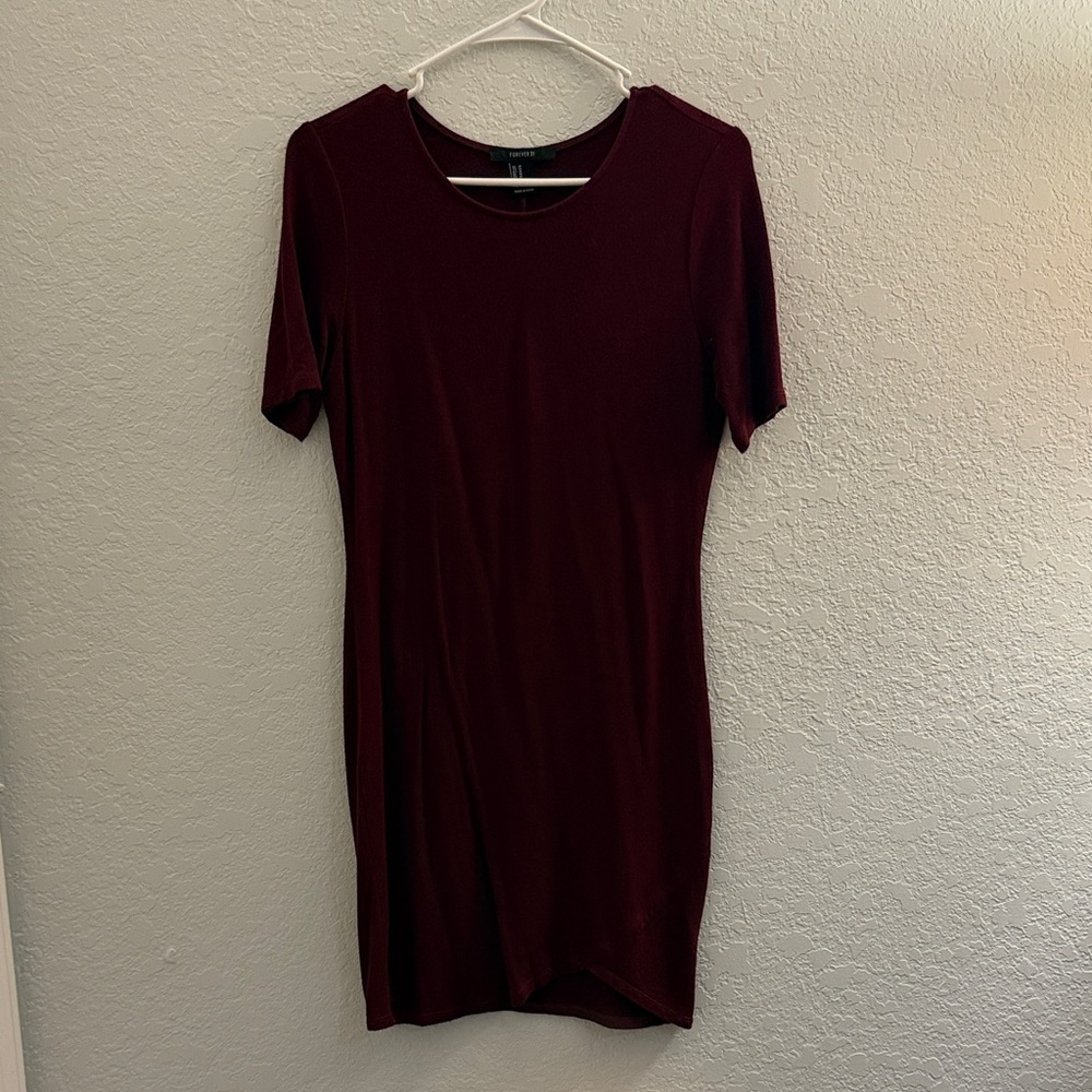 Forever 21 Deep Red Short Sleeve Dress